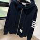 Thom Browne 4 Bar Zip Up Hoodie
