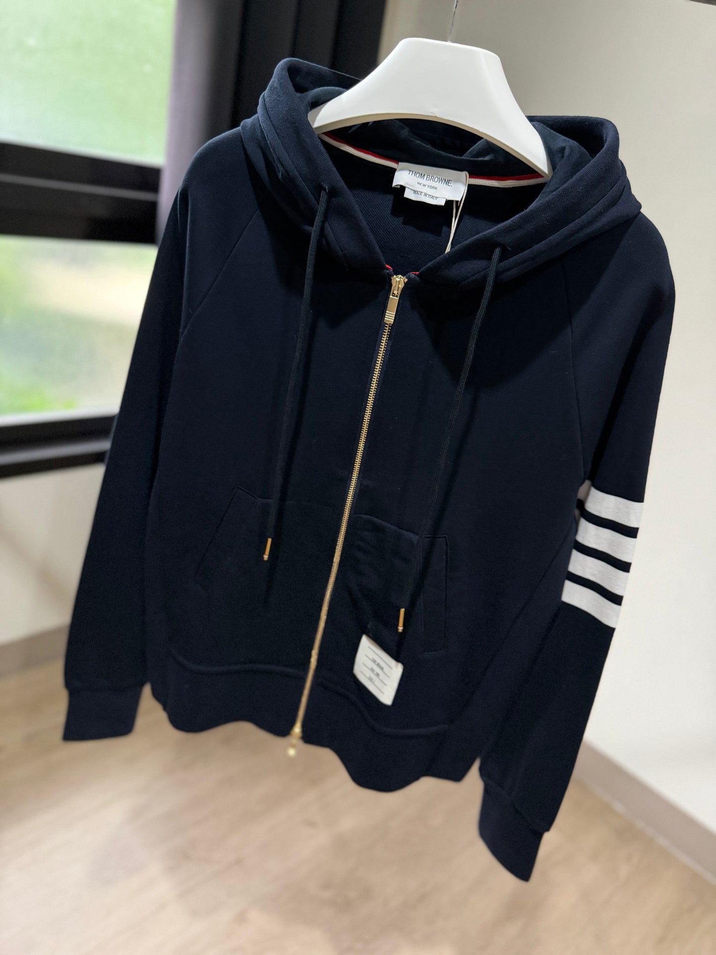 Thom Browne 4 Bar Zip Up Hoodie
