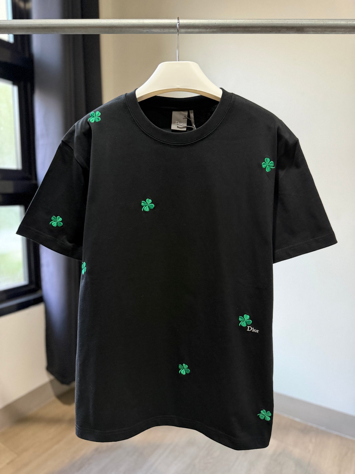 Dior Clover Embroidery T-Shirt (Black)