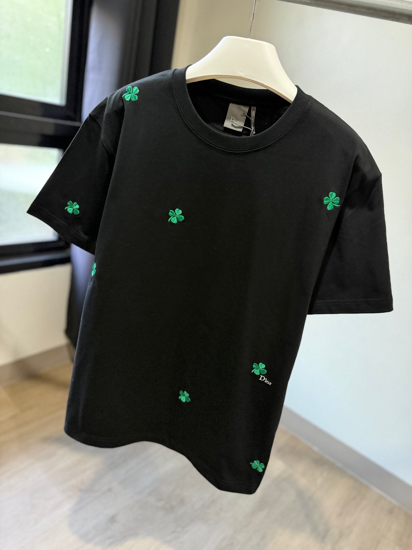 Dior Clover Embroidery T-Shirt (Black)