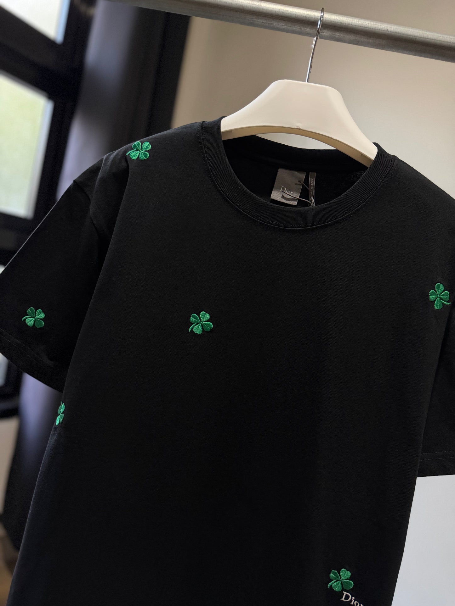 Dior Clover Embroidery T-Shirt (Black)