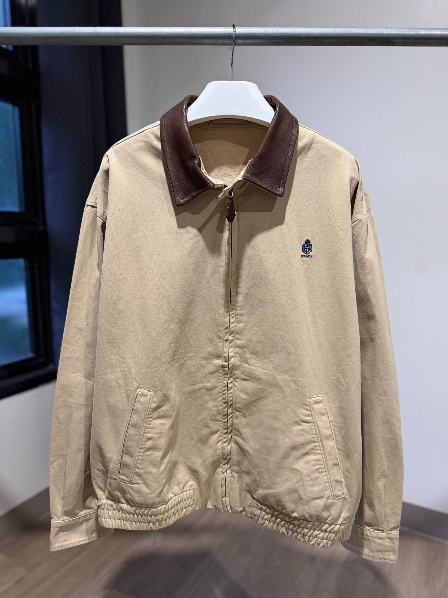 Prada Gabardine Zip Up Jacket (Sand)