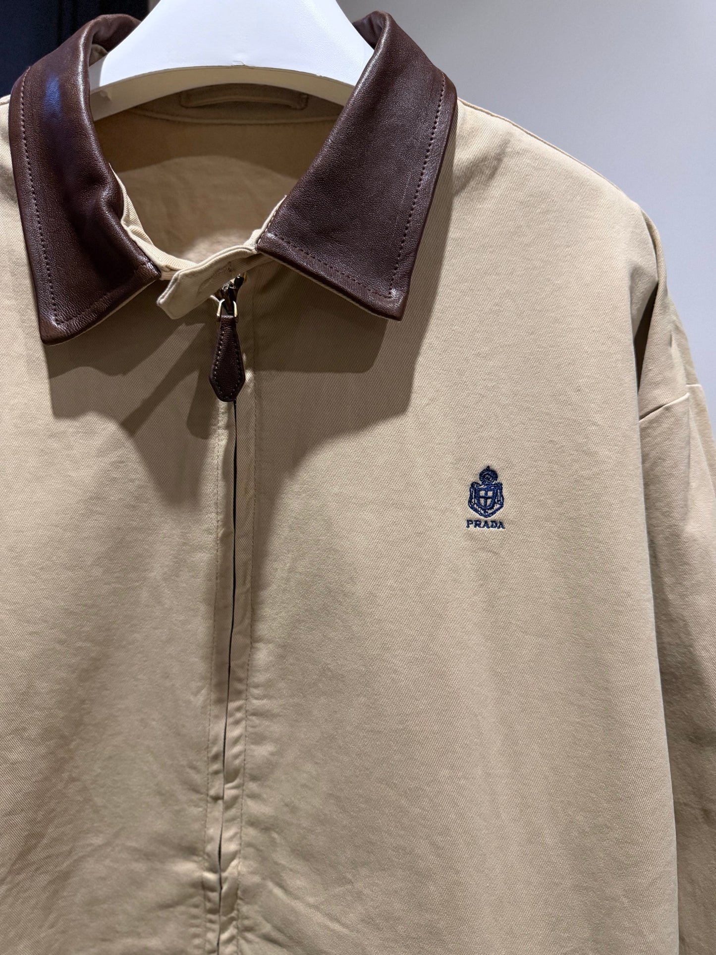 Prada Gabardine Zip Up Jacket (Sand)