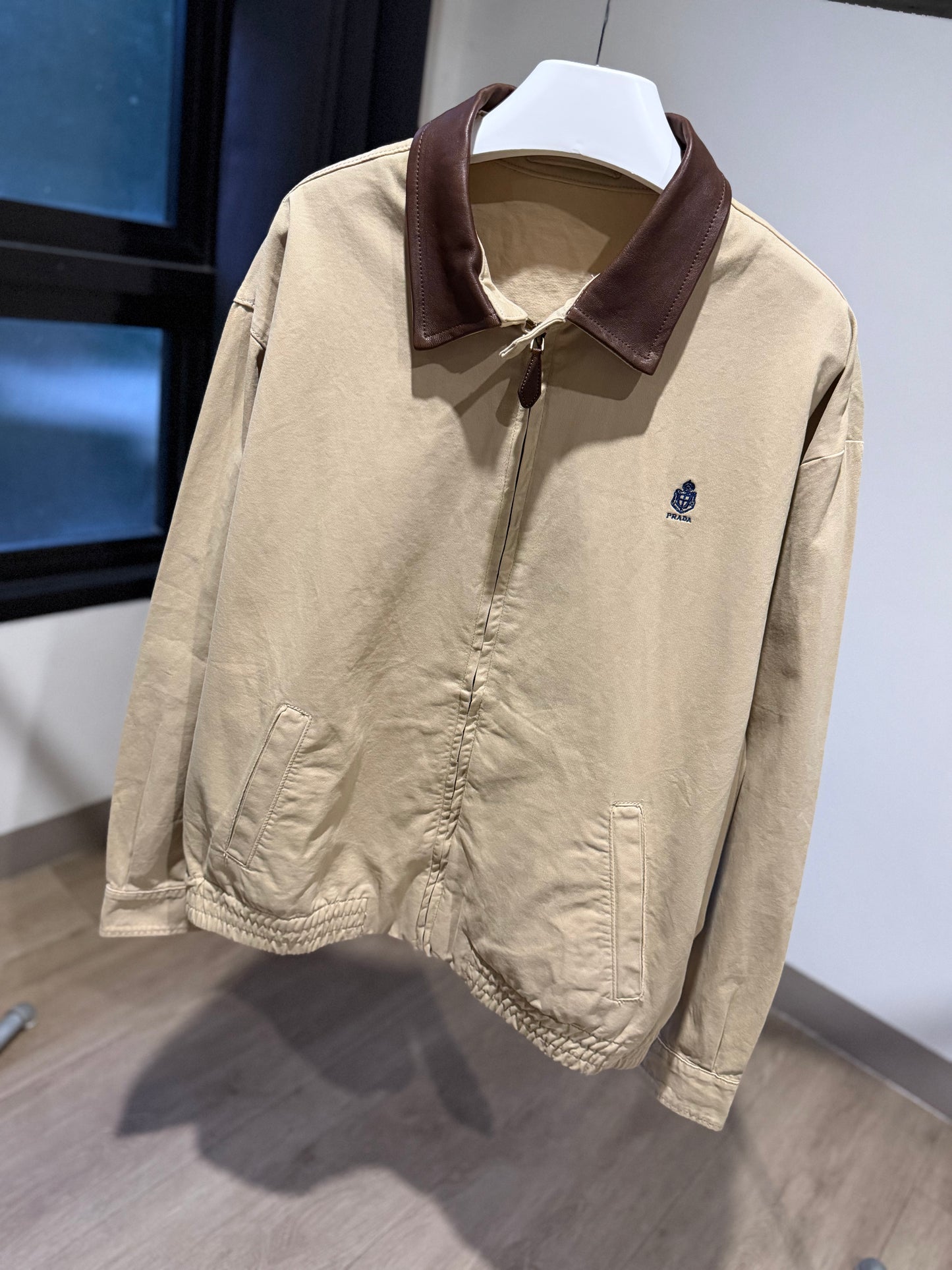 Prada Gabardine Zip Up Jacket (Sand)