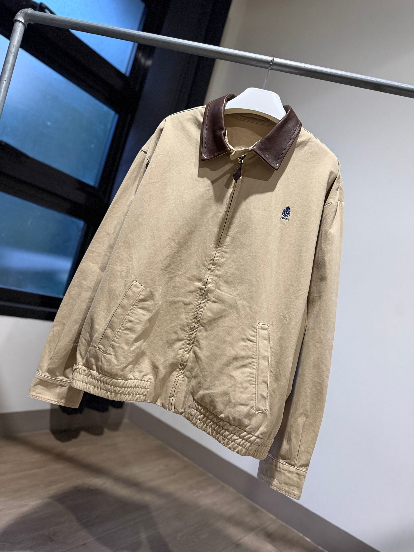 Prada Gabardine Zip Up Jacket (Sand)
