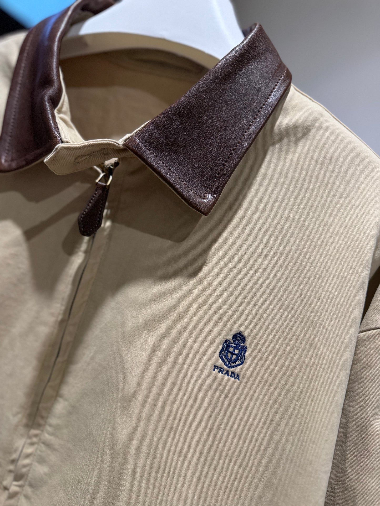 Prada Gabardine Zip Up Jacket (Sand)