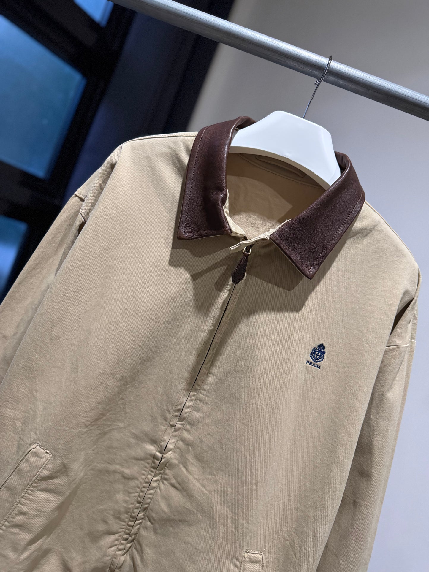 Prada Gabardine Zip Up Jacket (Sand)