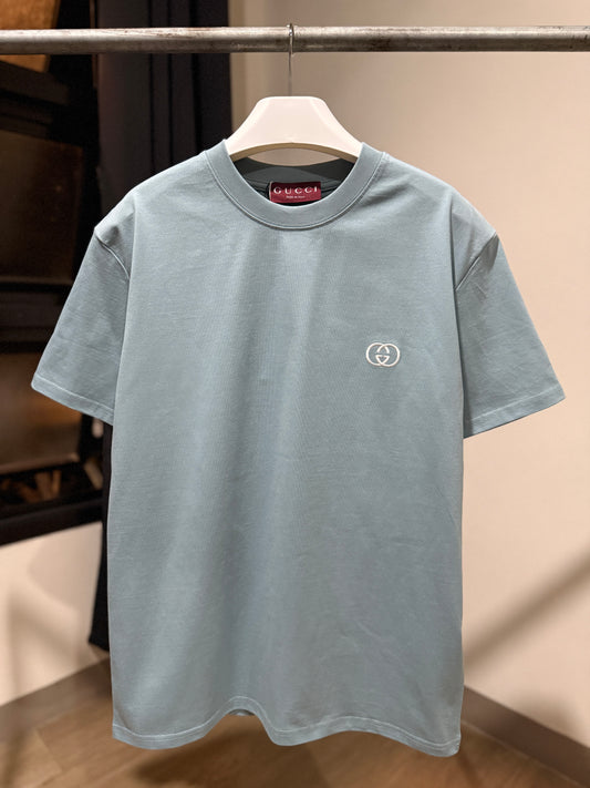 Gucci GG Embroidered Logo T-Shirt (Blue)