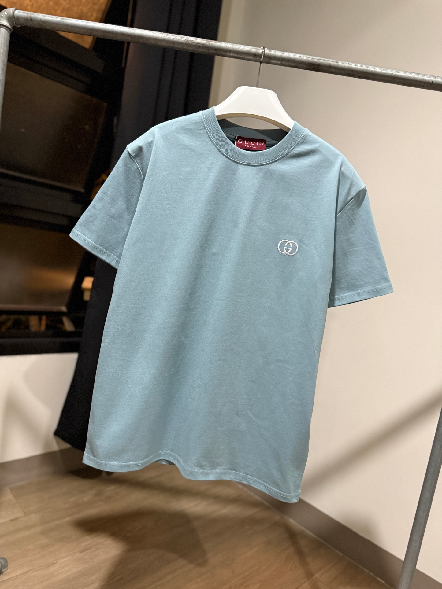 Gucci GG Embroidered Logo T-Shirt (Blue)