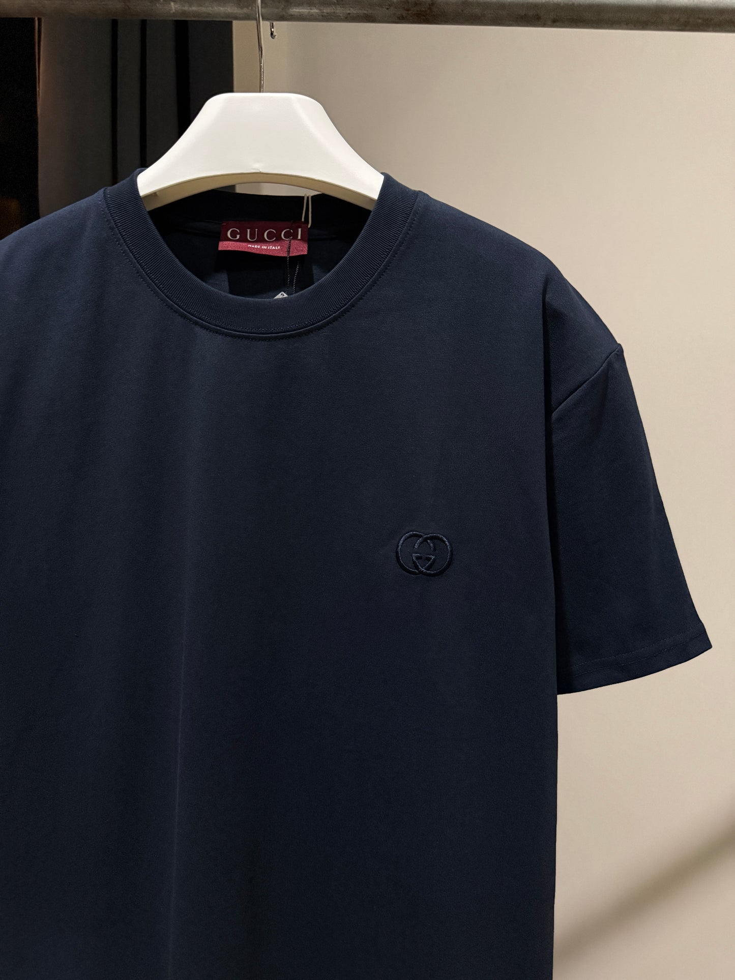 Gucci GG Embroidered Logo T-Shirt (Navy)