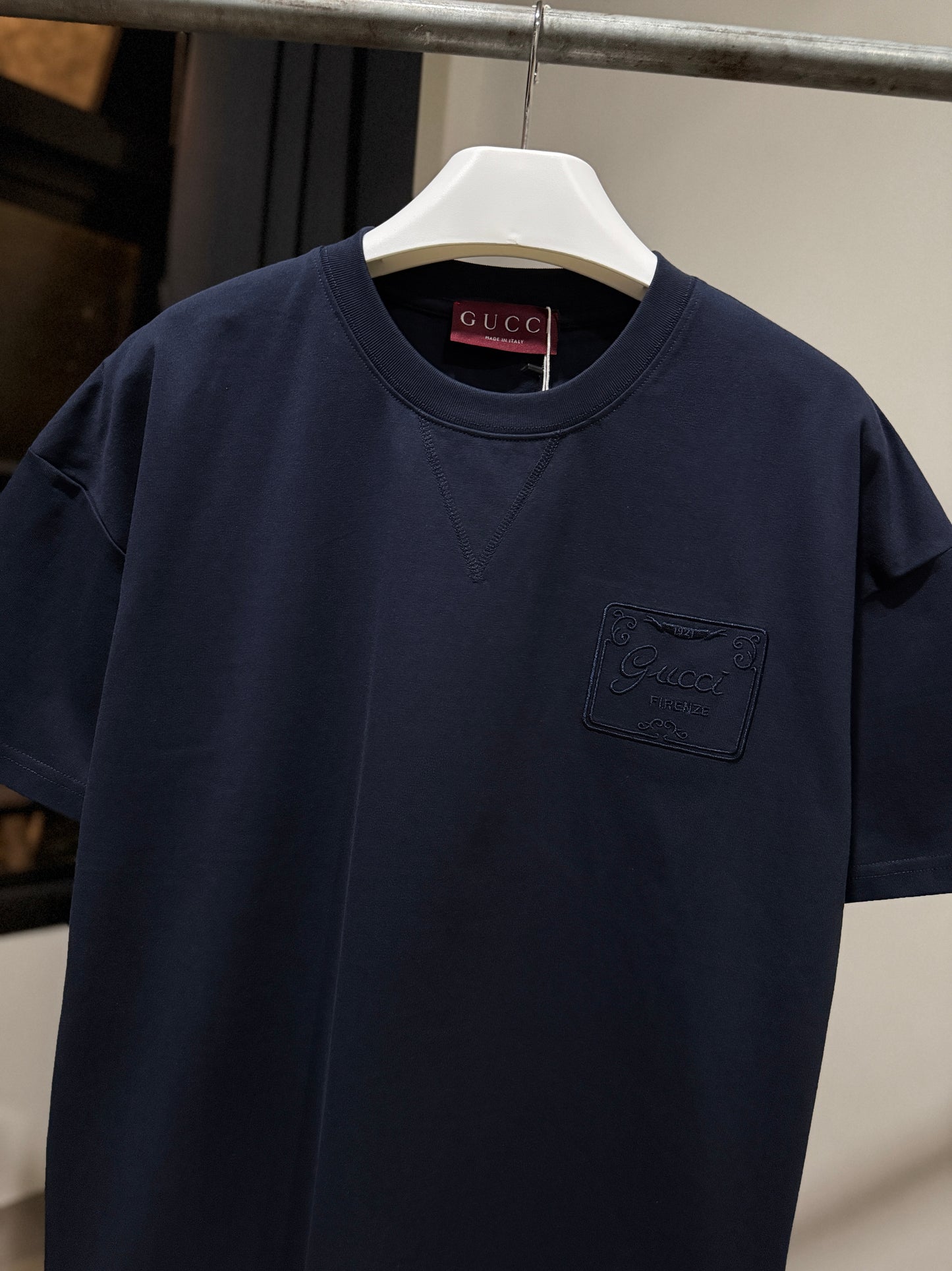 Gucci Embroidered Logo Cotton T-Shirt (Navy)