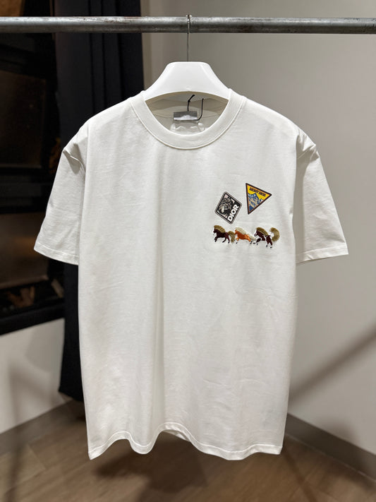 Dior Horse Embroidery T-Shirt (White)