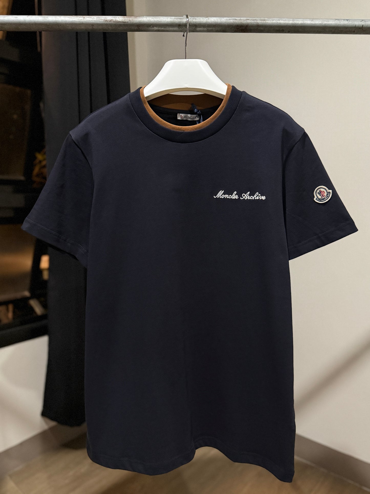 Moncler Archive Embroidered Logo T-Shirt (Navy)