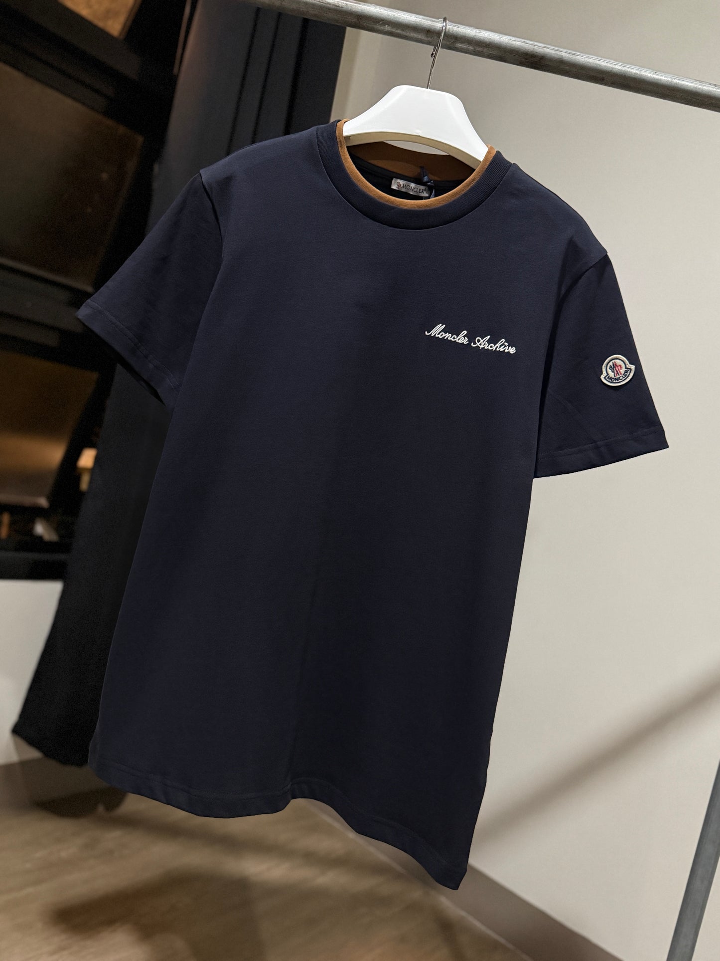 Moncler Archive Embroidered Logo T-Shirt (Navy)