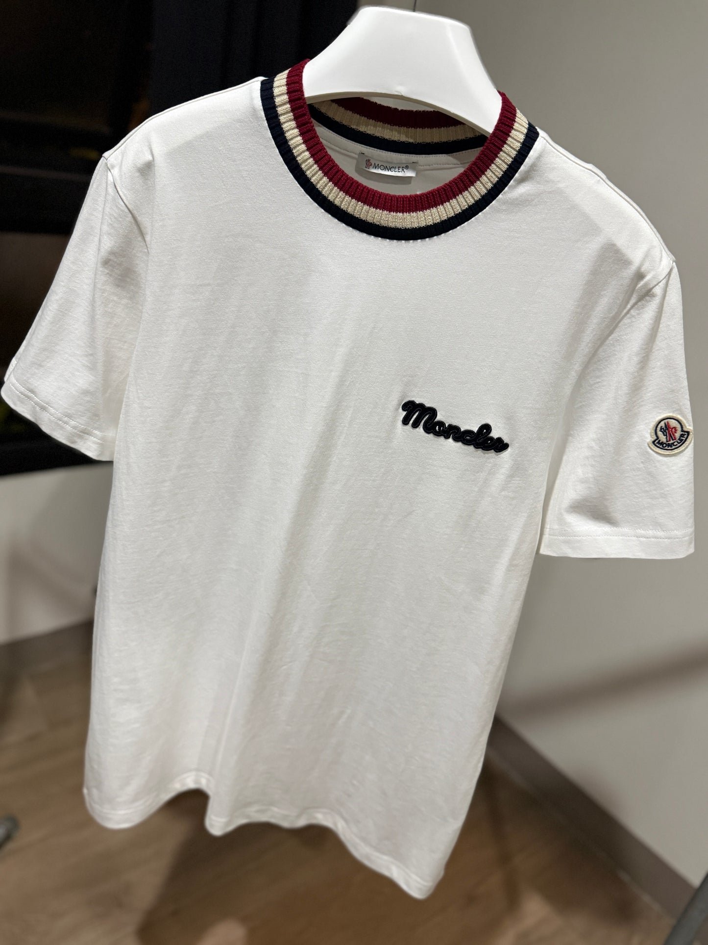 Moncler Embroidered Cotton T-Shirt (White)