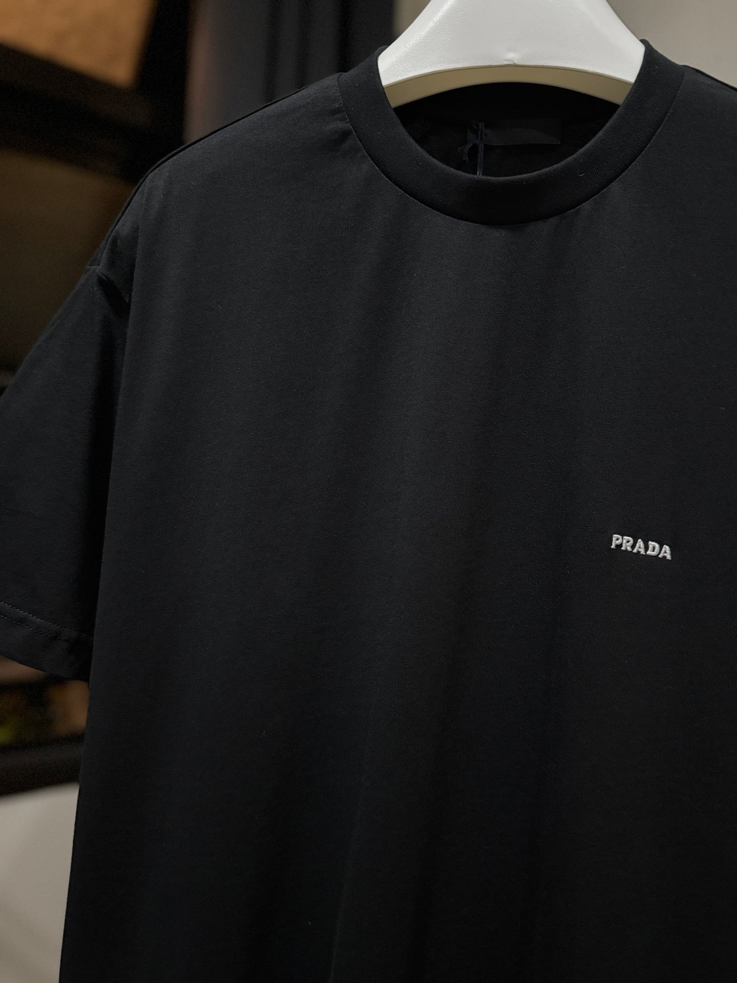 Prada Embroidered Logo T-Shirt (Black)