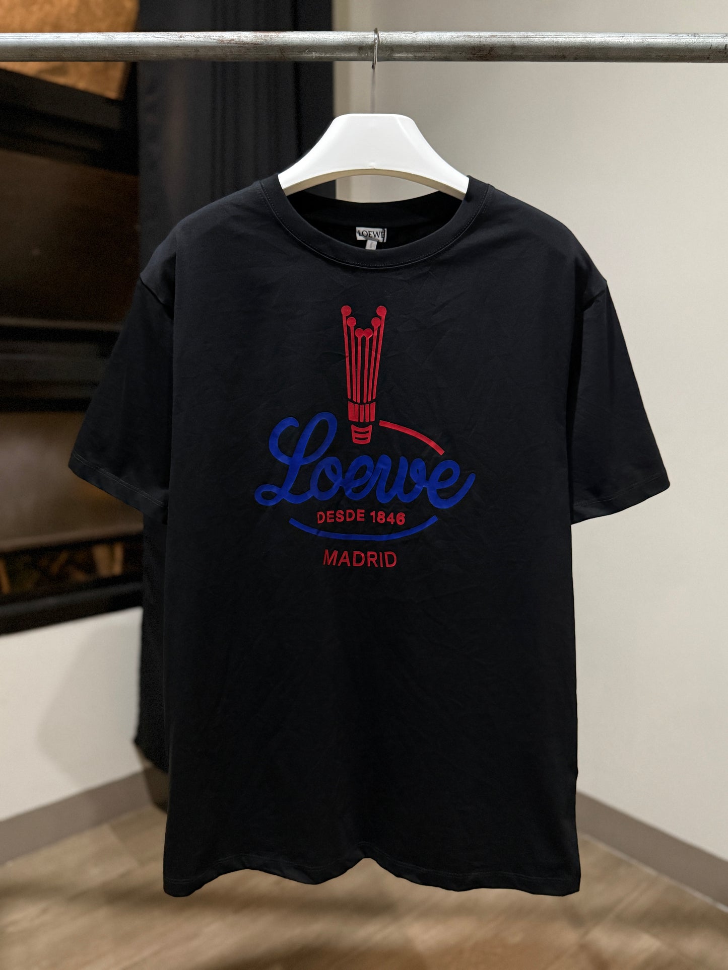Loewe Crinkled Cotton Blend T-Shirt (Black)