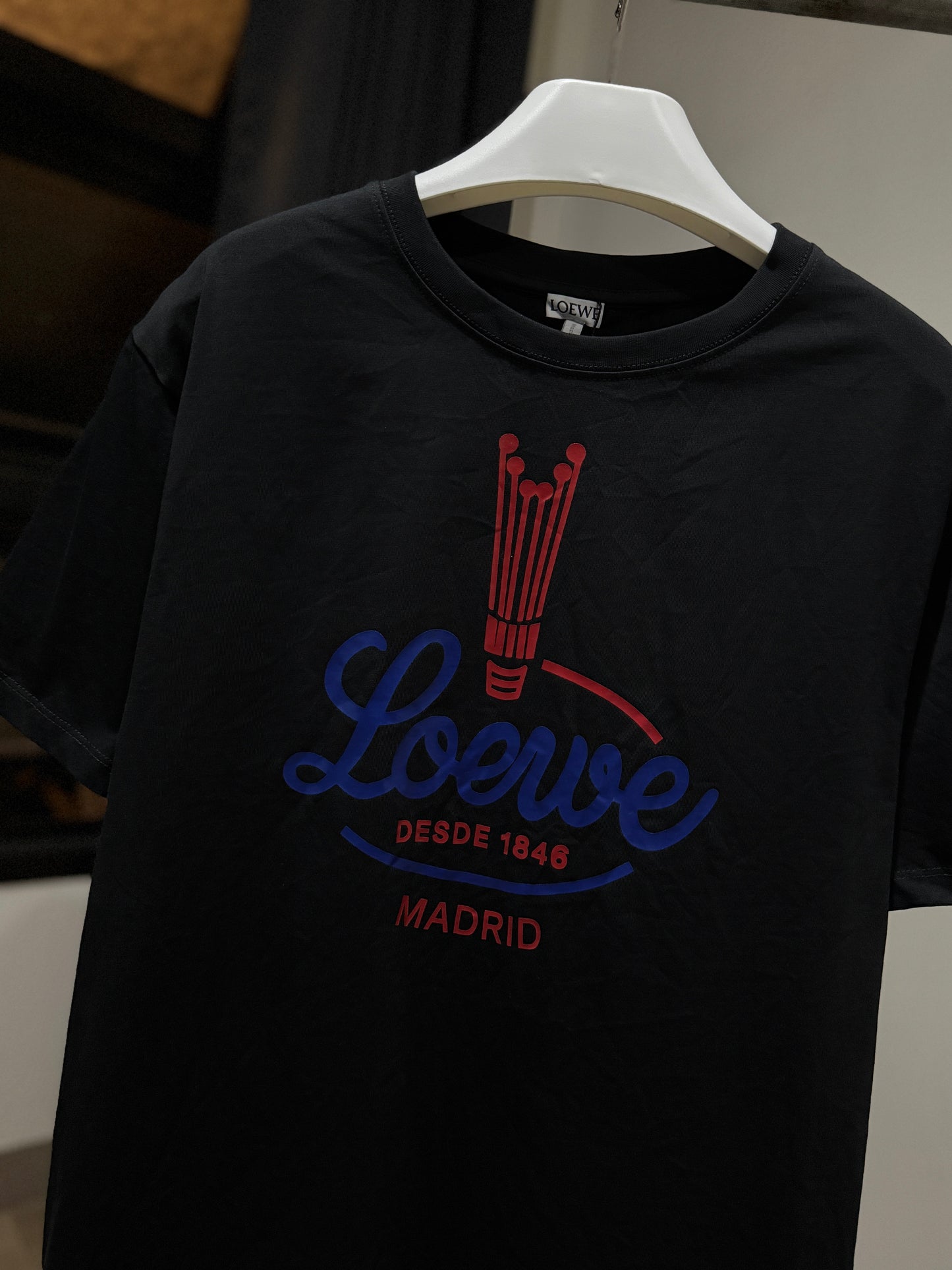 Loewe Crinkled Cotton Blend T-Shirt (Black)