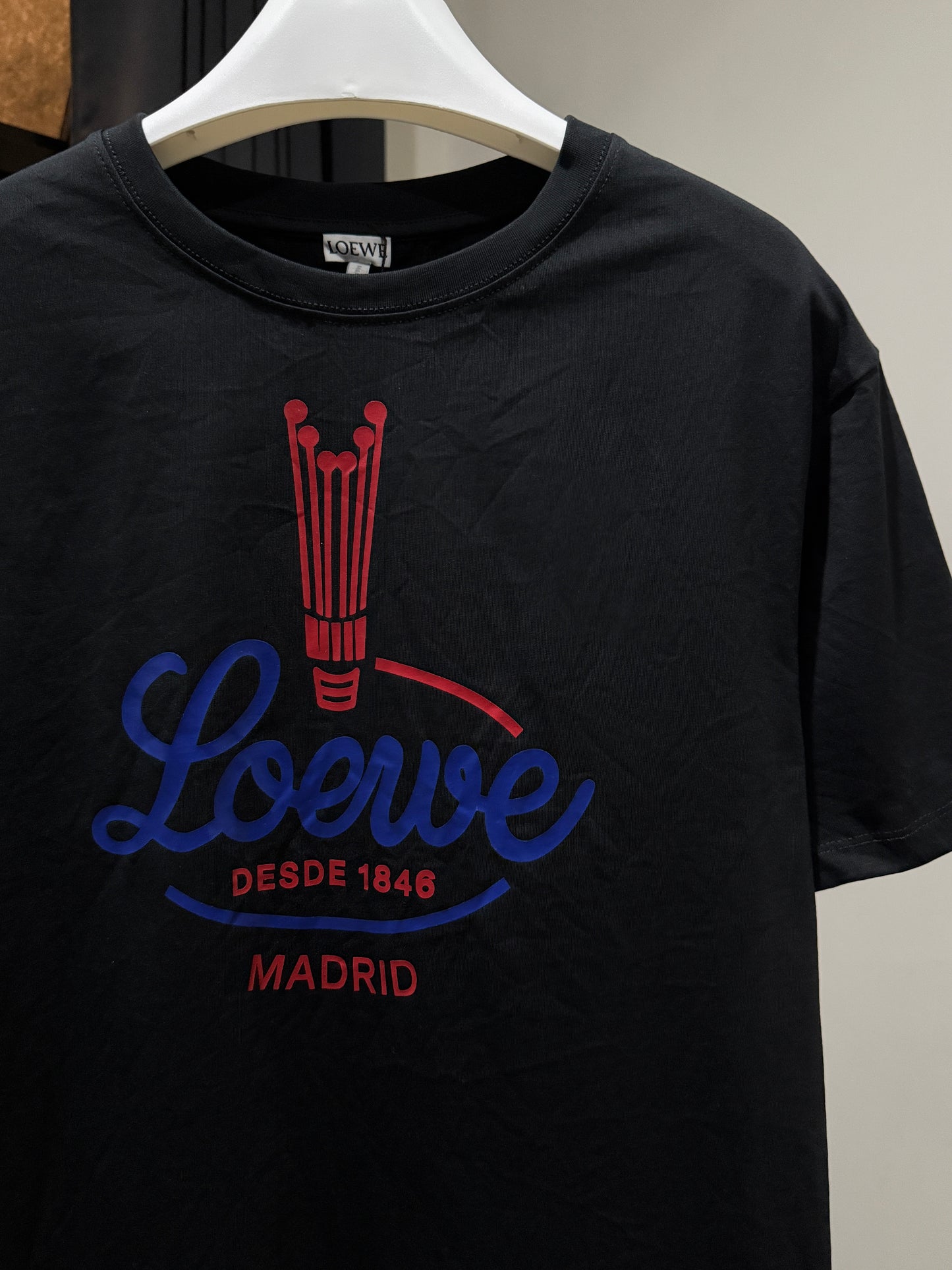 Loewe Crinkled Cotton Blend T-Shirt (Black)