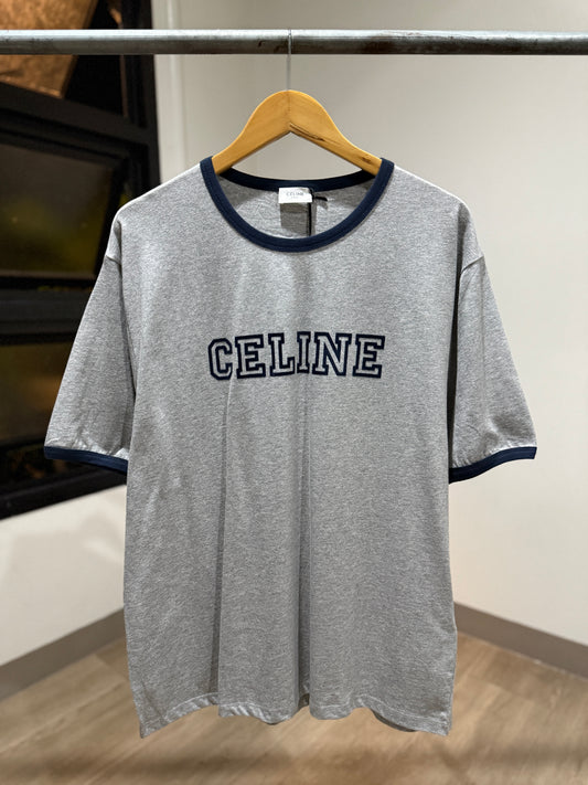Celine Cotton T-Shirt (Grey/Navy)