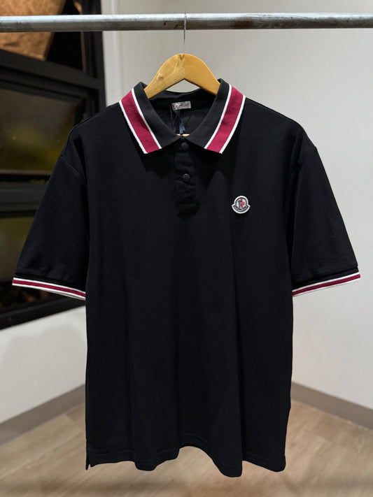 Moncler Piquet Polo Shirt (Black/Red)