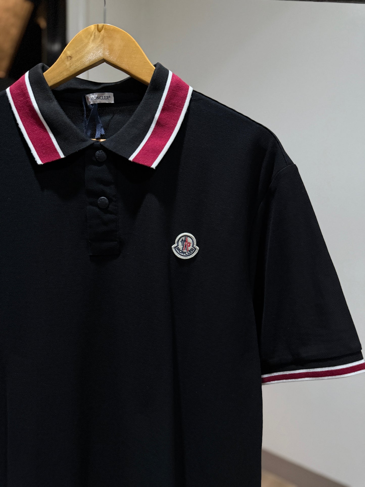 Moncler Piquet Polo Shirt (Black/Red)