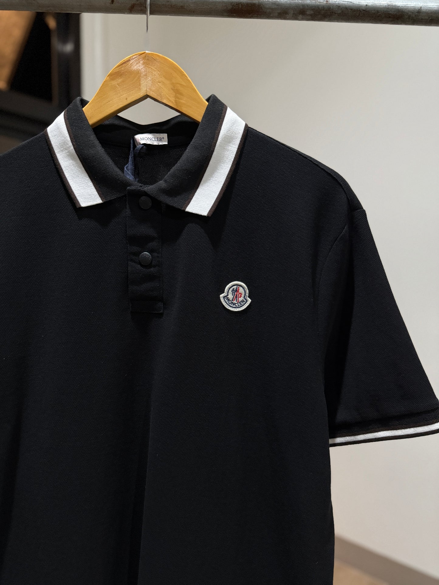 Moncler Piquet Polo Shirt (Black/White)