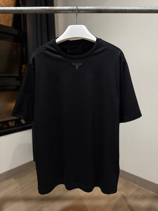 Prada Mid Logo Cotton T-Shirt (Black)