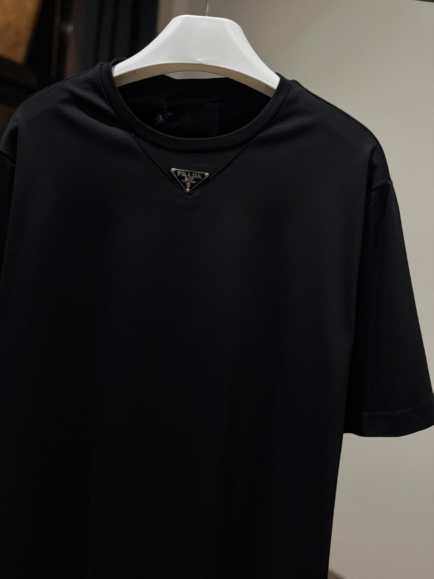 Prada Mid Logo Cotton T-Shirt (Black)