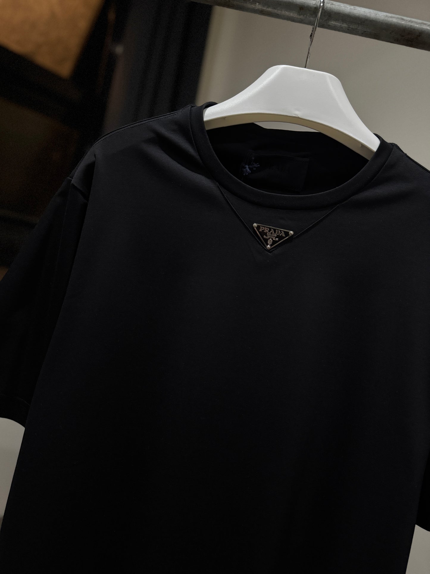 Prada Mid Logo Cotton T-Shirt (Black)