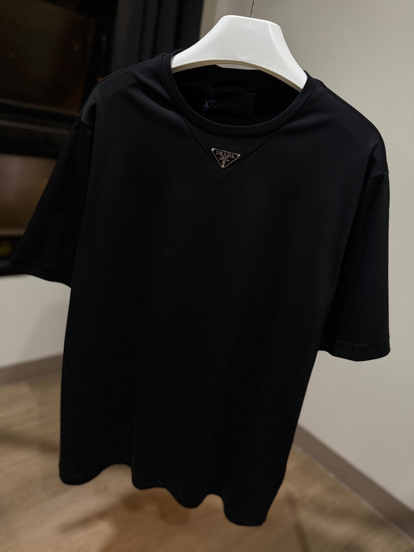 Prada Mid Logo Cotton T-Shirt (Black)