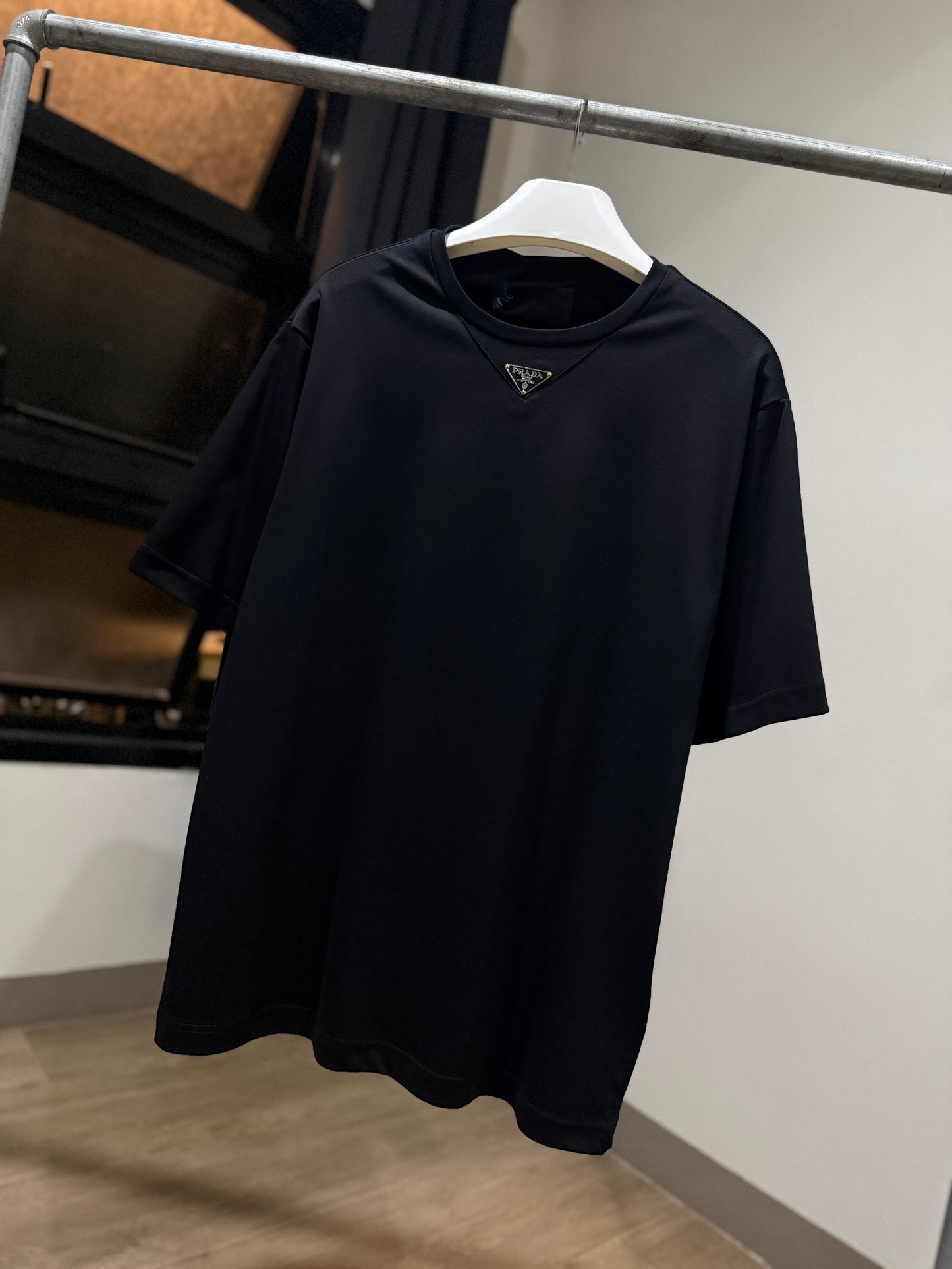 Prada Mid Logo Cotton T-Shirt (Black)