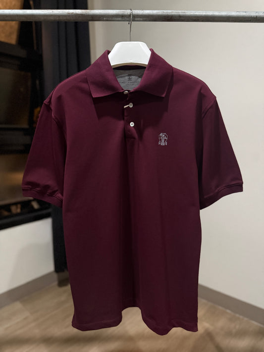 Brunello Cucinelli Pique Polo Shirt (Maroon)