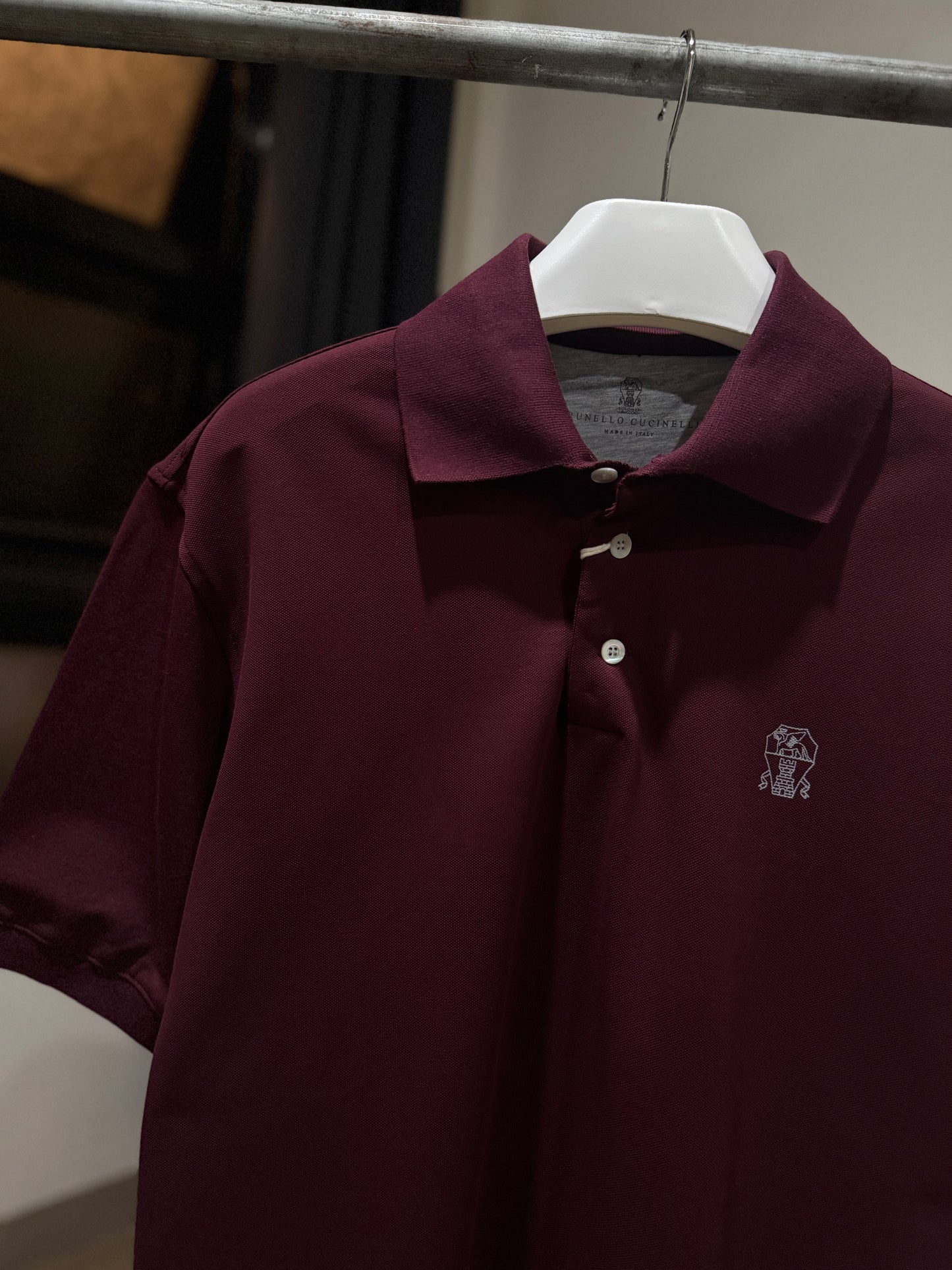 Brunello Cucinelli Pique Polo Shirt (Maroon)