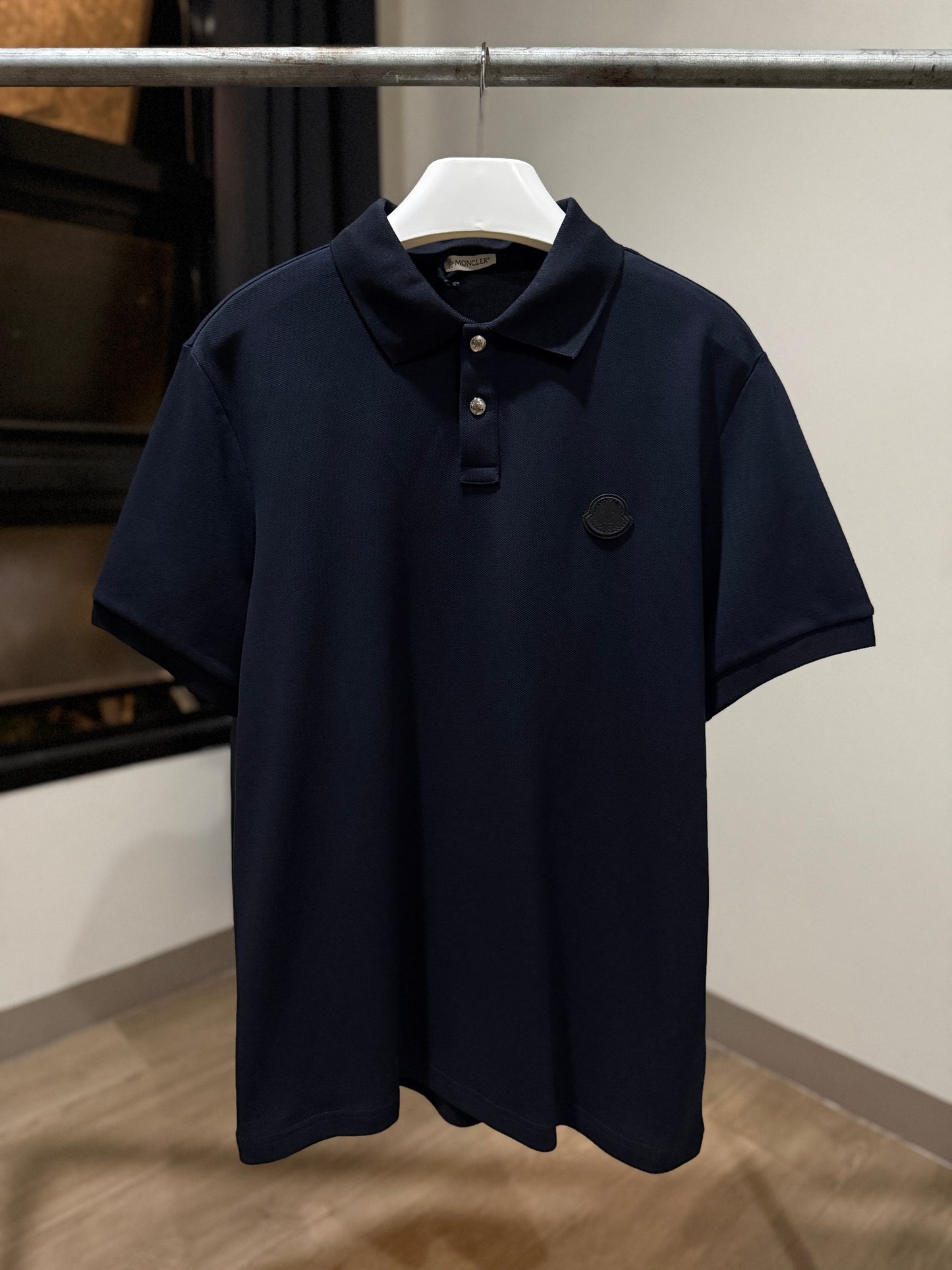 Moncler Logo Cotton Piquet Polo Shirt (Black)