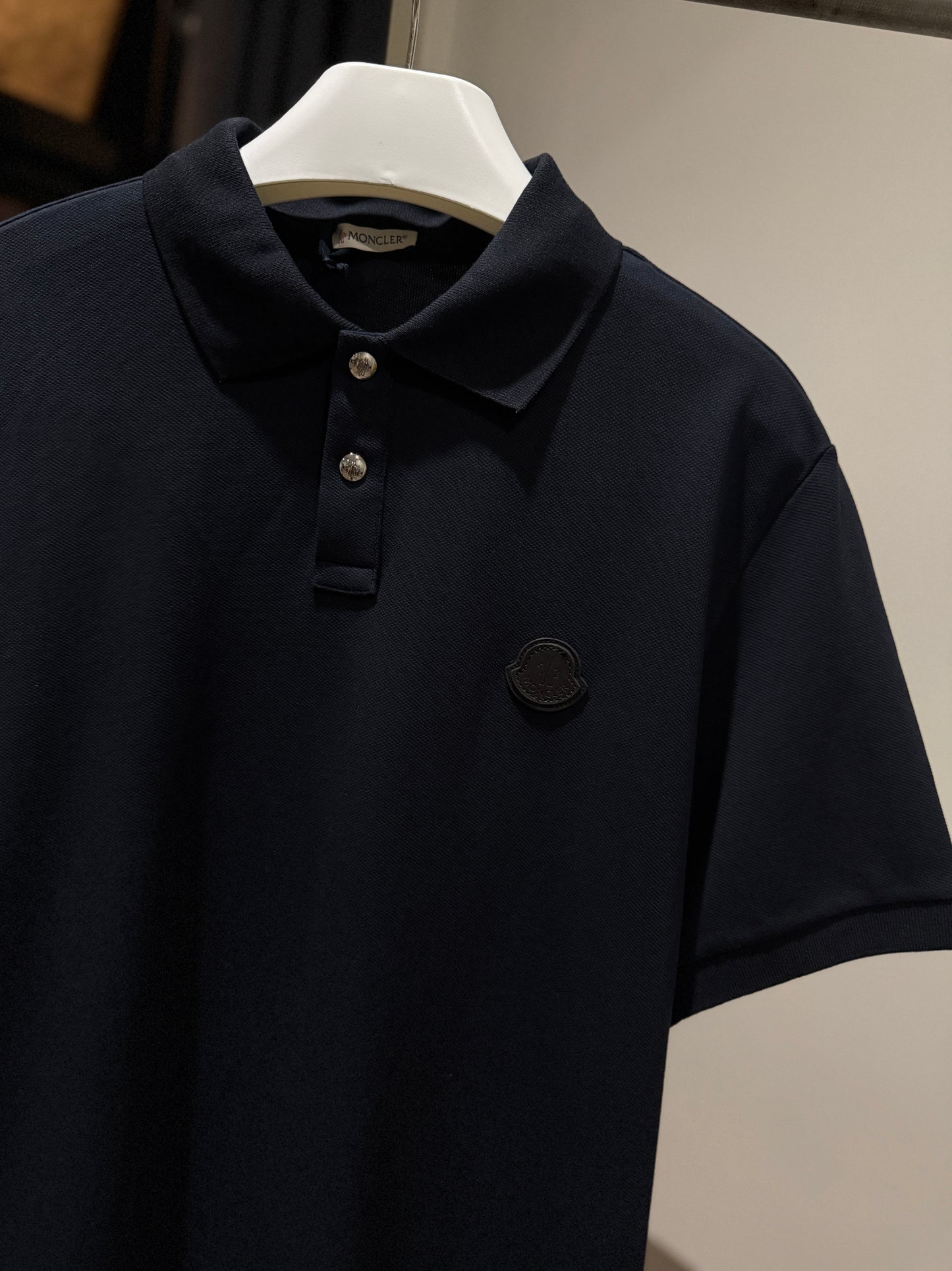 Moncler Logo Cotton Piquet Polo Shirt (Black)