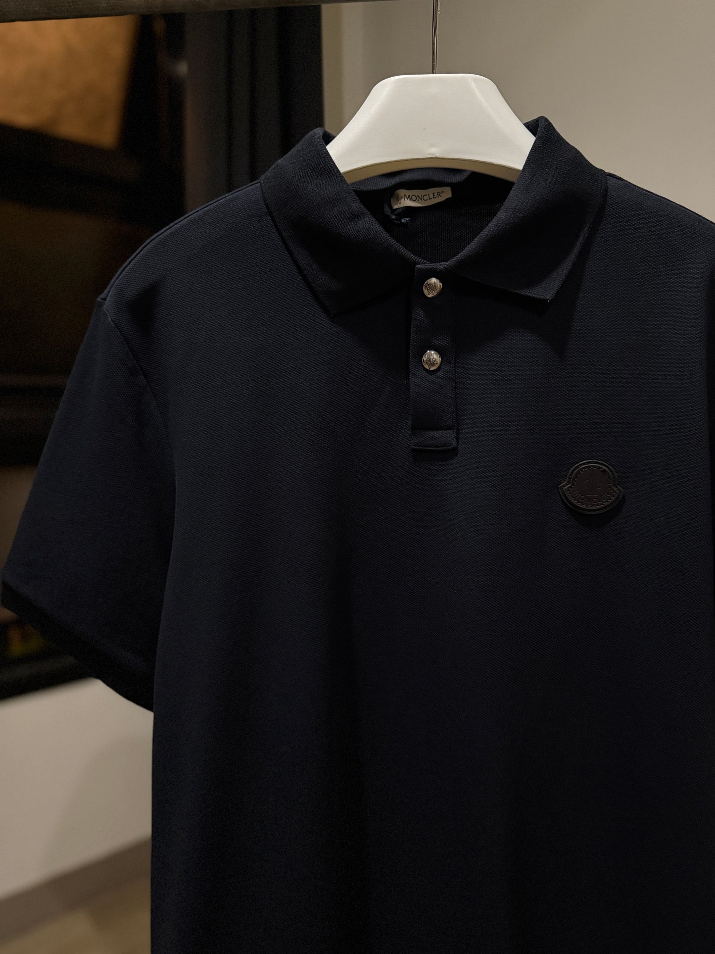 Moncler Logo Cotton Piquet Polo Shirt (Black)