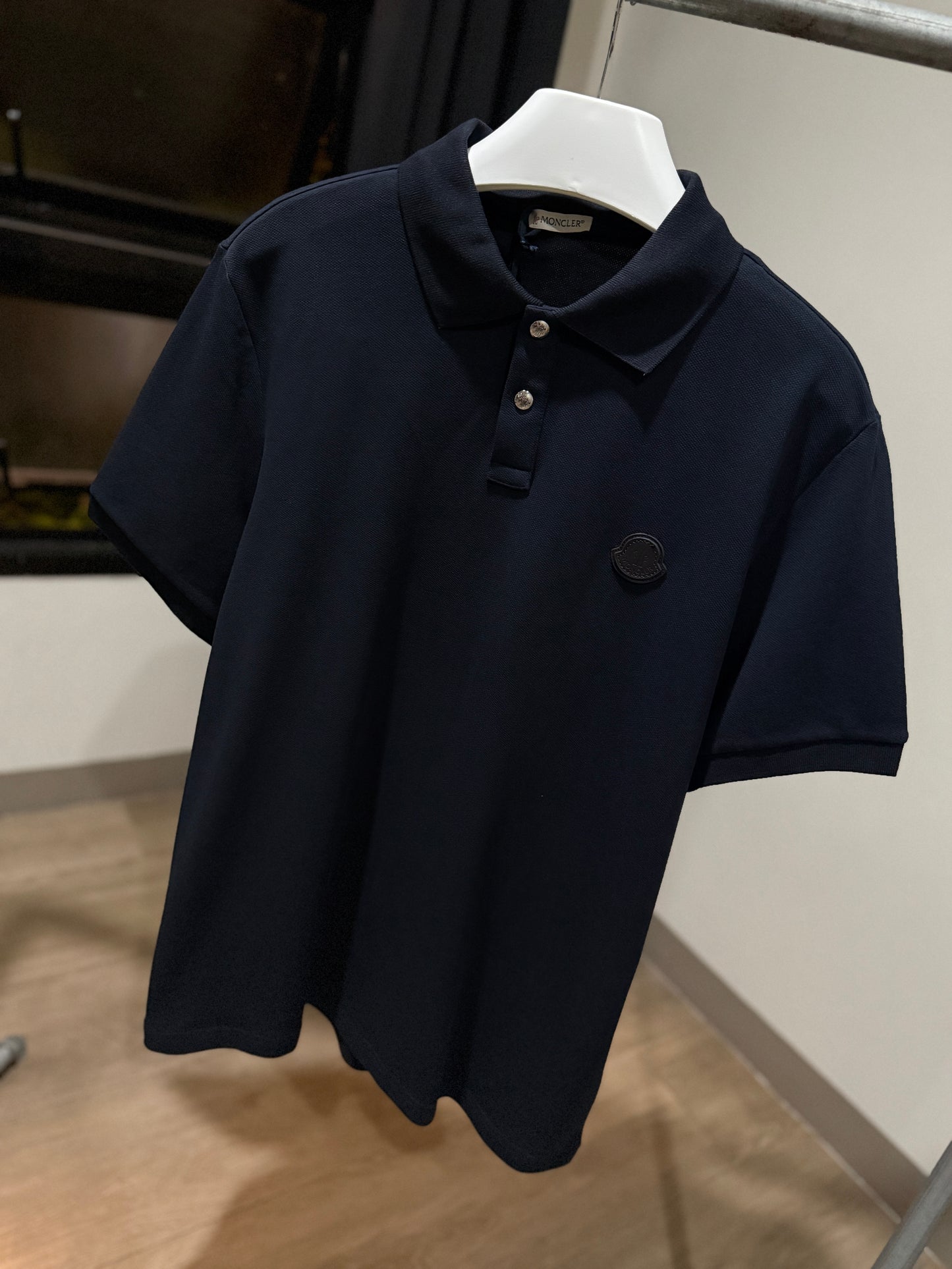 Moncler Logo Cotton Piquet Polo Shirt (Black)