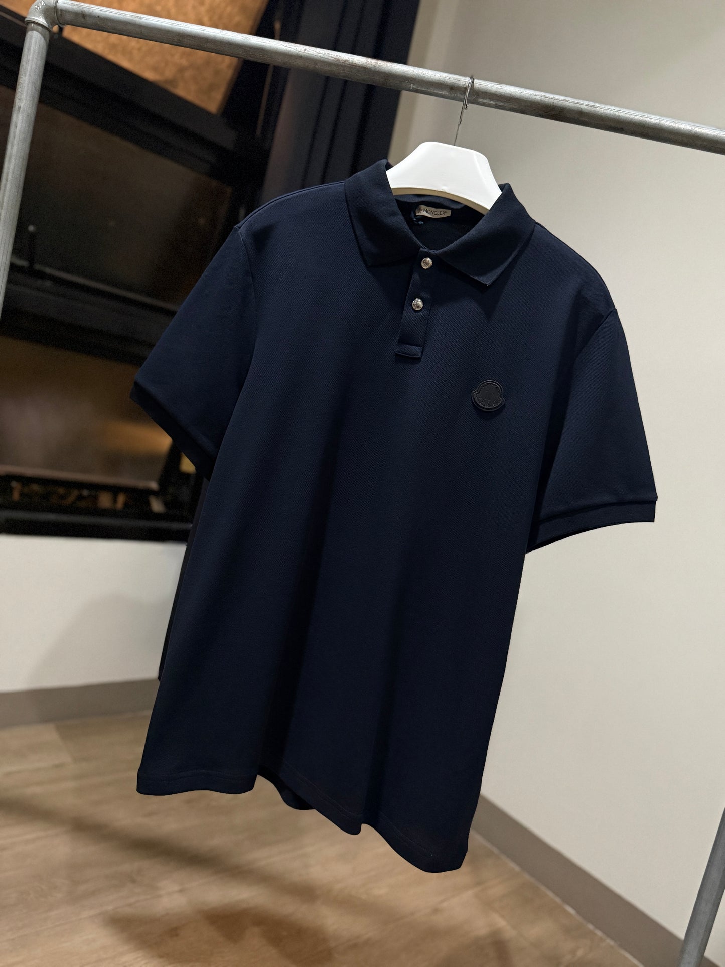 Moncler Logo Cotton Piquet Polo Shirt (Black)