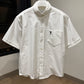AMI de Coeur Embroidered Cotton Boxy Shirt (White)