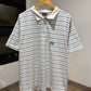Balenciaga Laurel Striped Cotton Piquet Polo Shirt