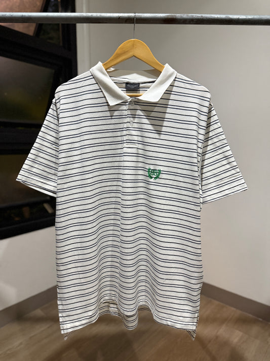 Balenciaga Laurel Striped Cotton Piquet Polo Shirt