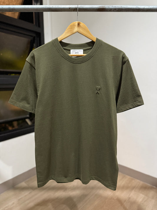 AMI de Coeur Embossed Logo T-Shirt (Sage Green)
