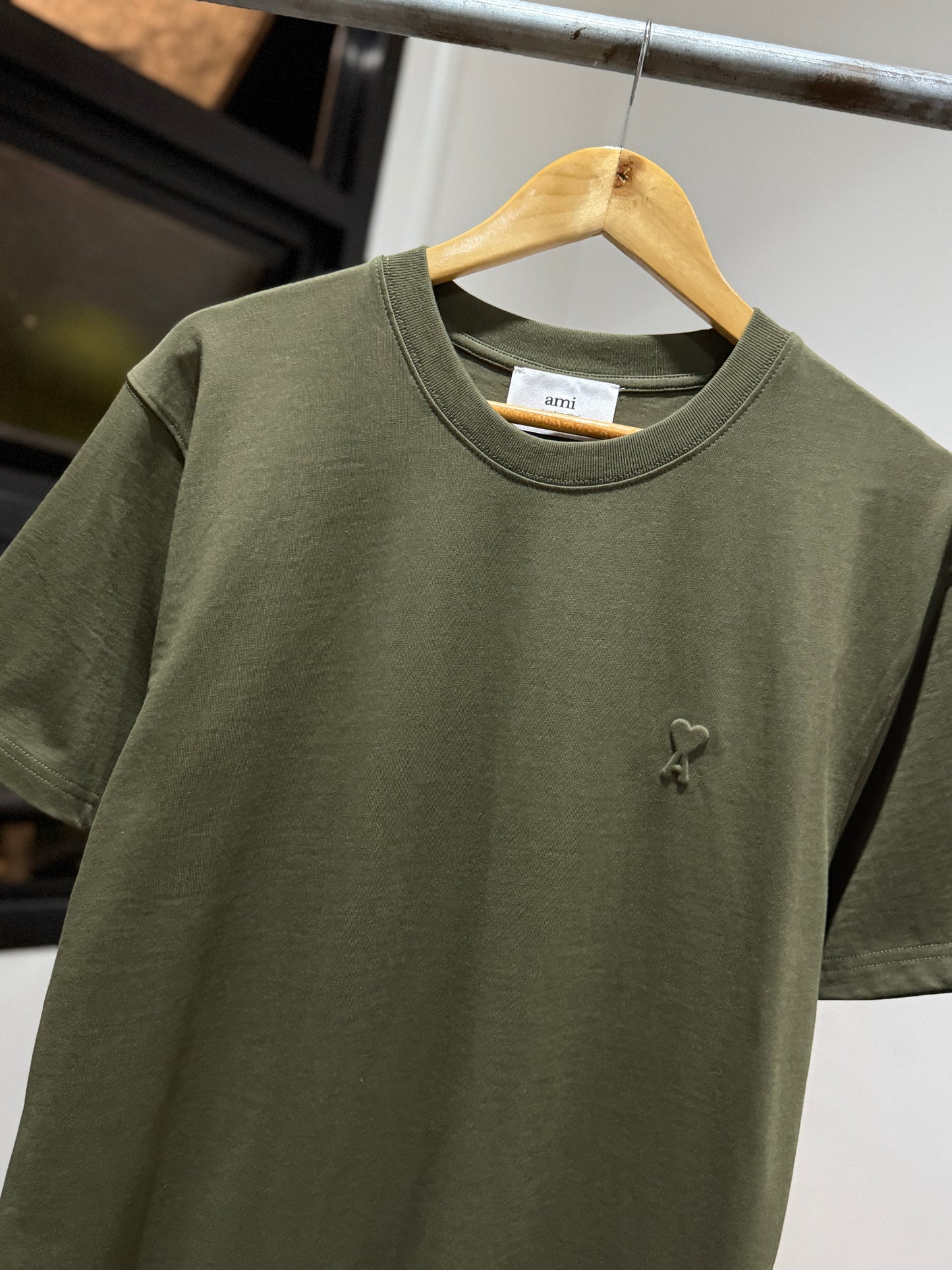 AMI de Coeur Embossed Logo T-Shirt (Sage Green)