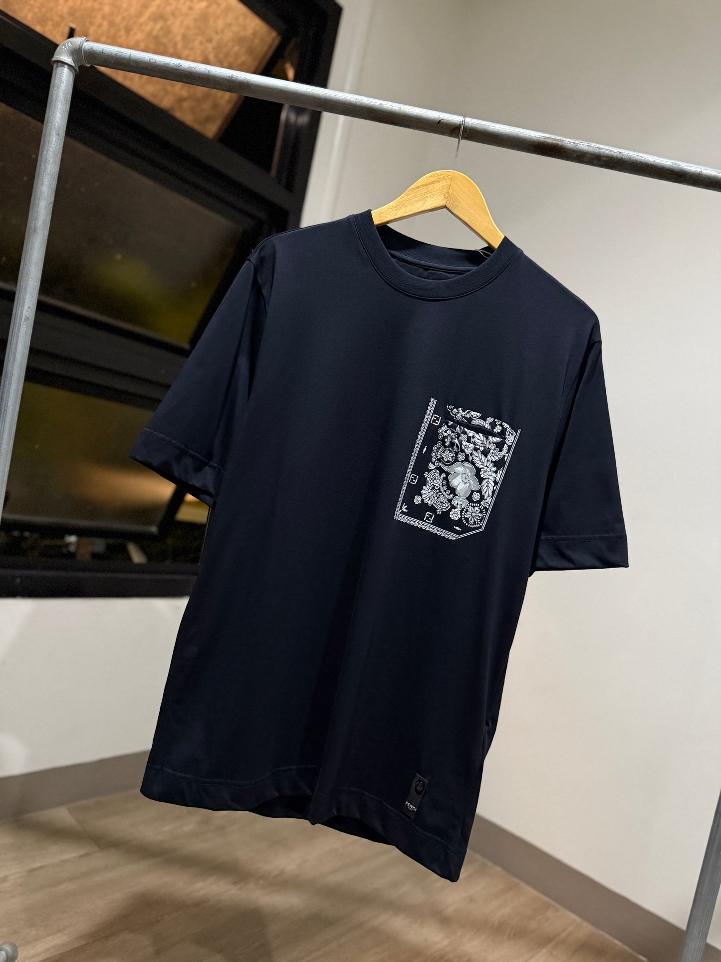 Fendi Pocket Cotton T-Shirt (Navy)