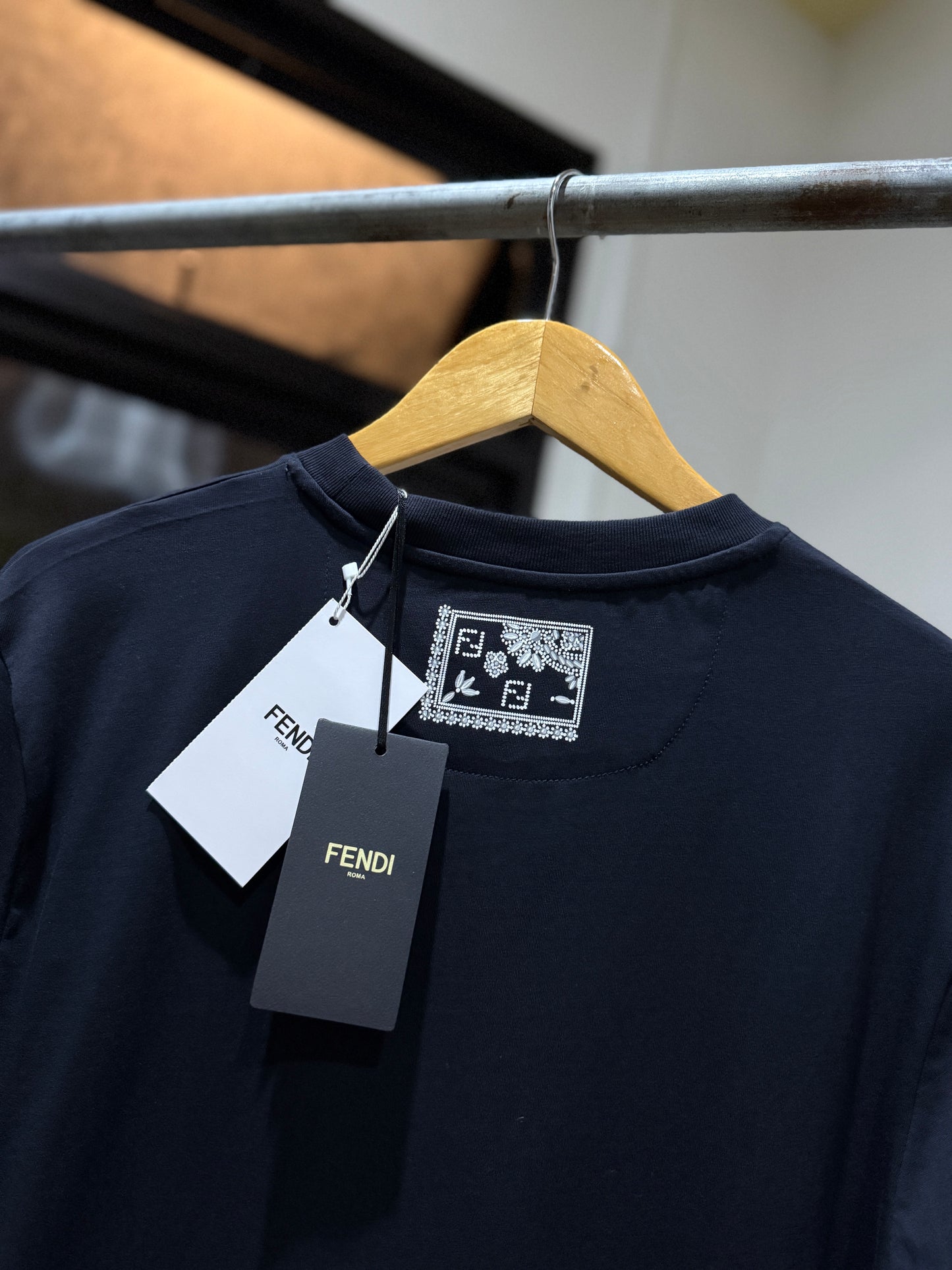 Fendi Pocket Cotton T-Shirt (Navy)