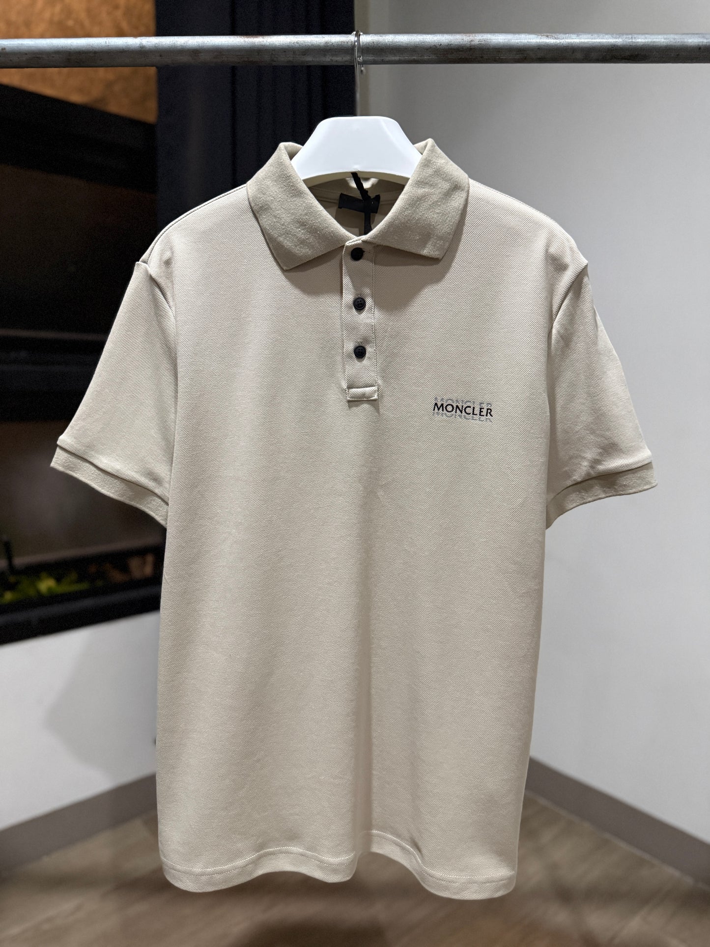 Moncler Button Polo Shirt (White Ivory)