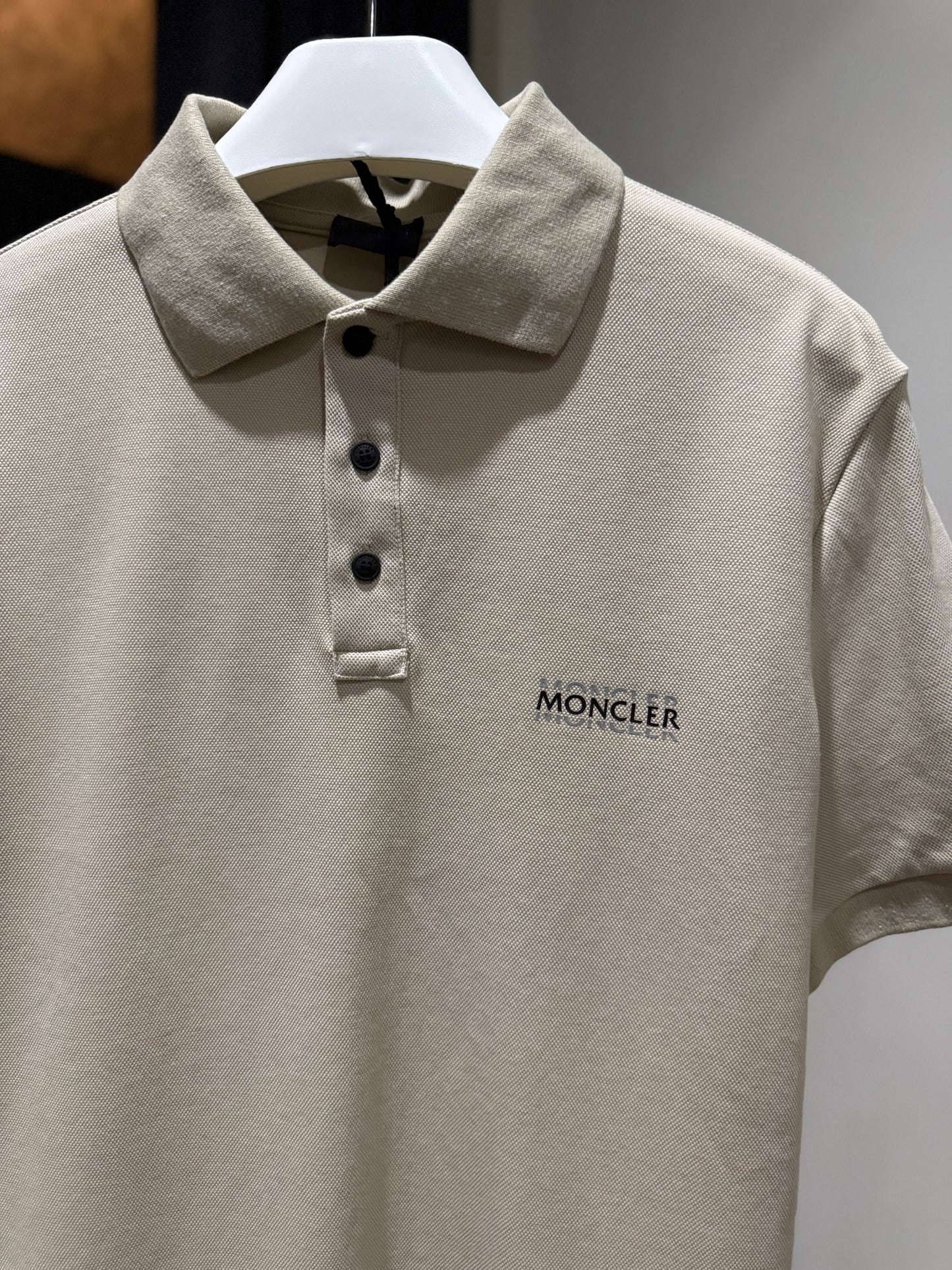 Moncler Button Polo Shirt (White Ivory)