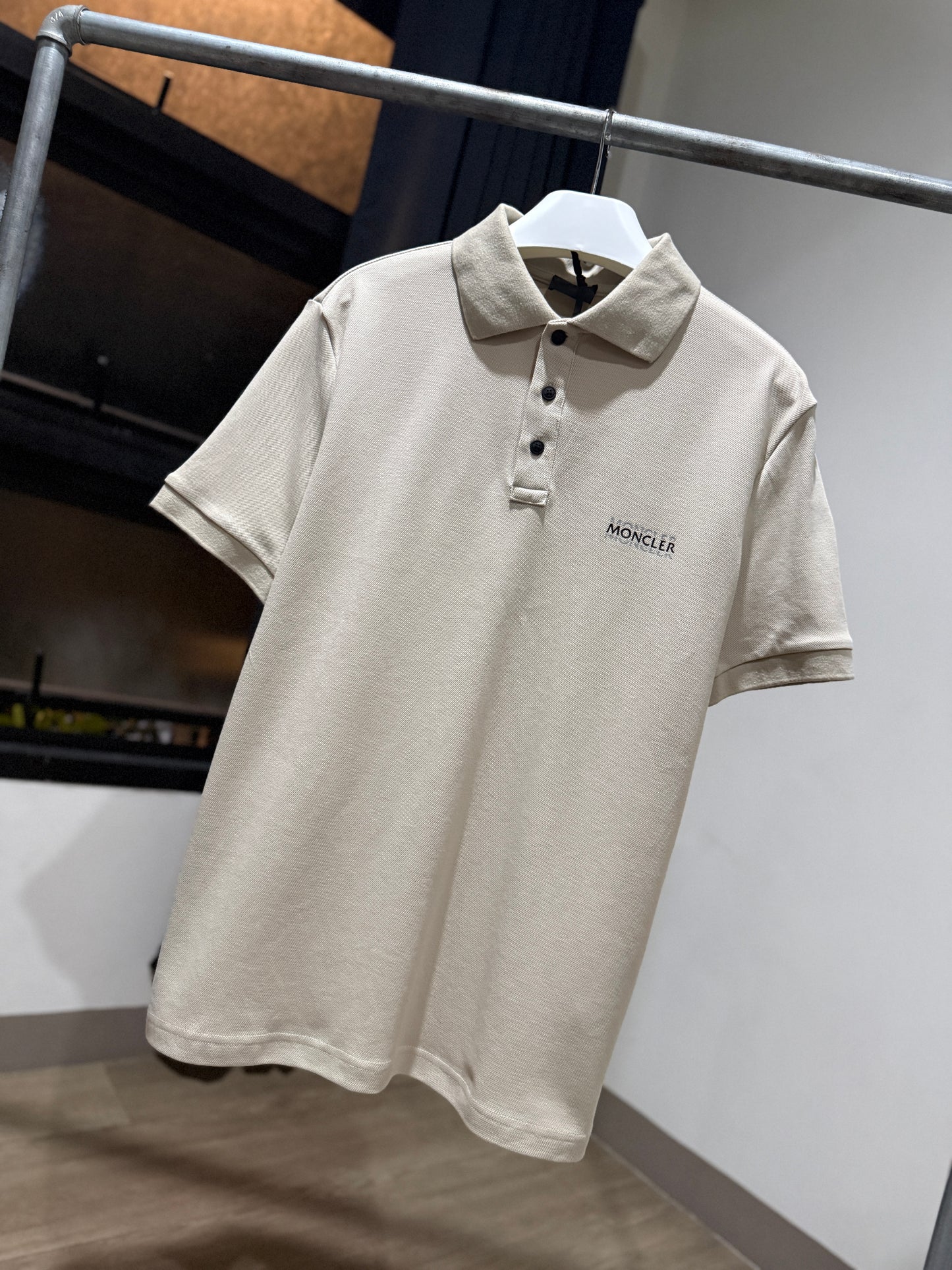 Moncler Button Polo Shirt (White Ivory)