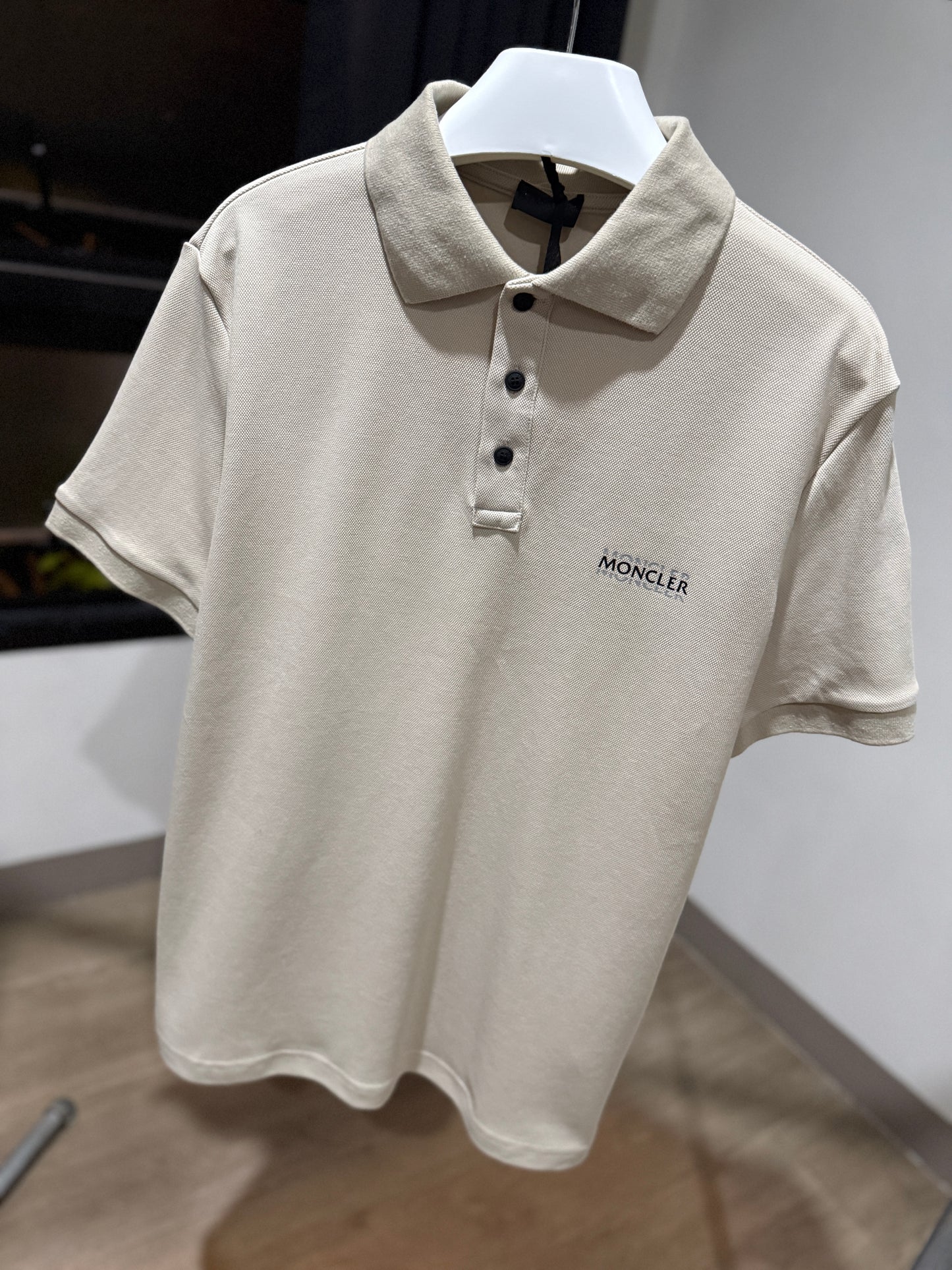 Moncler Button Polo Shirt (White Ivory)